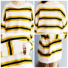 Load image into Gallery viewer, Women's Casual Yellow Striped Knit Sweater