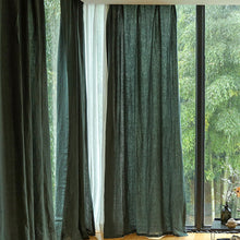 Load image into Gallery viewer, Luxurious Blackish Green100% Pure Linen Curtains Sheer Curtains
