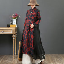 Load image into Gallery viewer, Women's Loose Printed Spliced Stand Collar Dress