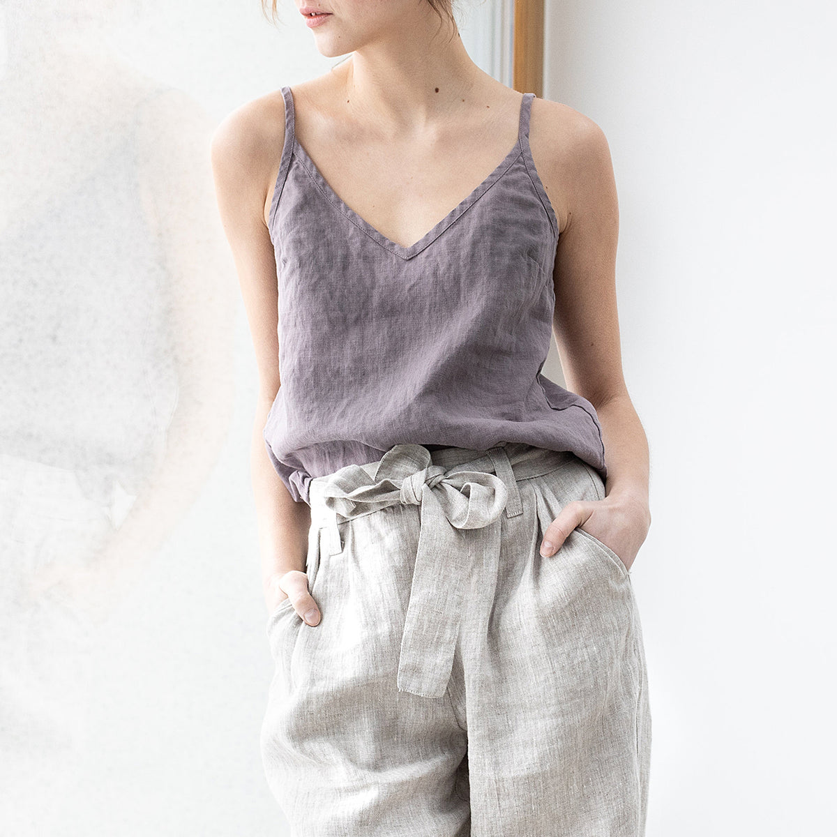 Linen Soft Summer Top / V neck Linen Slip Top Handmde Linen Women Blou ...