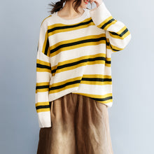 Load image into Gallery viewer, Women's Casual Yellow Striped Knit Sweater