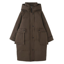Load image into Gallery viewer, Women's Winter Coats, Brown Outwear Jacket, Hooden Cotton Coat