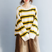 Load image into Gallery viewer, Women's Casual Yellow Striped Knit Sweater