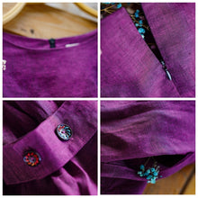 Load image into Gallery viewer, Women's Simple Linen Purple Collect Waist Maxi Dress
