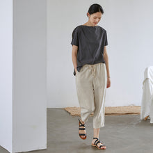 Load image into Gallery viewer, Women Beige Linen Casual Pants Summer Cool Trousers K6050