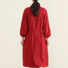 Load image into Gallery viewer, Women Loose Linen Cardigan Belted Dress
