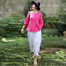 Load image into Gallery viewer, Women's White Loose Linen Bloomers Harem Pants