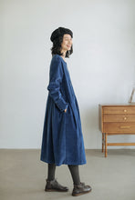 Load image into Gallery viewer, Women Lovely Corduroy A Line Dresses Q9916