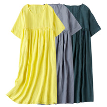 Load image into Gallery viewer, Women Simple Casual Linen Pure Color High Waist Dress
