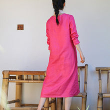 Load image into Gallery viewer, Women Loose Linen v-Neck Girdle Dress