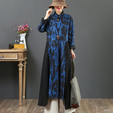 Load image into Gallery viewer, Women&#39;s Loose Printed Spliced Stand Collar Dress
