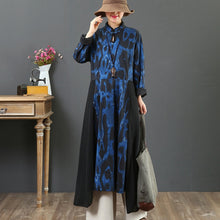 Load image into Gallery viewer, Women's Loose Printed Spliced Stand Collar Dress