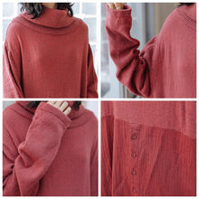 Load image into Gallery viewer, Women Wool Patchwork Turtleneck Sweater Dress