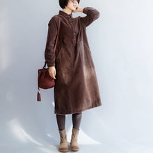 Load image into Gallery viewer, Women's Corduroy Loose Vintage Big Pocket Dress