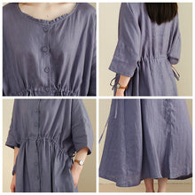 Load image into Gallery viewer, Women Linen Half Sleeve Plus Size Cardigan Dress