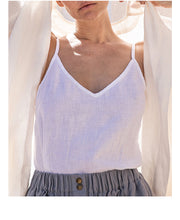 Load image into Gallery viewer, Linen Soft Summer Top / V neck Linen Slip Top Handmde Linen Women Blouse
