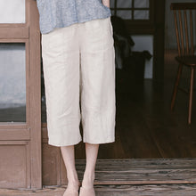 Load image into Gallery viewer, Women Beige Linen Summer Casual Pants Loose Thin Trousers K9523