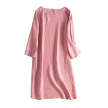 Load image into Gallery viewer, Simple Linen Pure Color 3/4 Sleeve Dress Women Clothes
