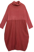 Load image into Gallery viewer, Women Wool Patchwork Turtleneck Sweater Dress