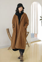 Load image into Gallery viewer, Long Winter Coats for Women, Corduroy Trench, Loose Casual Warm Overcoat