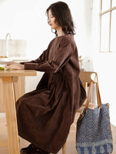 Load image into Gallery viewer, Women Lovely Corduroy A Line Dresses Q9916