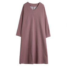 Load image into Gallery viewer, Women Cotton Simple V Neck Loose Dress
