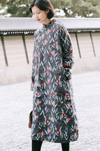 Load image into Gallery viewer, Women Winter Vintage Printed Linen Dress