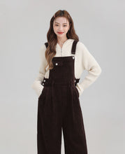 Load image into Gallery viewer, Winter Women Jumpsuit Causel Long Overalls Corduroy Wide leg Trouser
