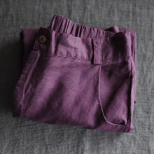 Load image into Gallery viewer, Purple Linen Turnip Pants Simple Causel Trousers Women Clothes - FantasyLinen