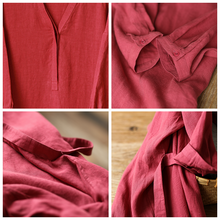 Load image into Gallery viewer, Women Linen Loose V-Neck Dress