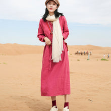 Load image into Gallery viewer, Women Linen Loose V-Neck Dress