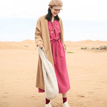 Load image into Gallery viewer, Women Linen Loose V-Neck Dress