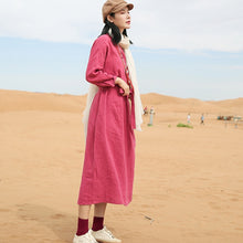 Load image into Gallery viewer, Women Linen Loose V-Neck Dress