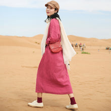 Load image into Gallery viewer, Women Linen Loose V-Neck Dress