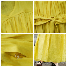 Load image into Gallery viewer, Women's Casual Linen Pure Color Waist Drawstring Dress