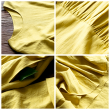 Load image into Gallery viewer, Women Loose Simple Yellow Linen Maxi Dress