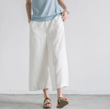 Load image into Gallery viewer, Pure Color Linen Trousers White Women Slacks Pants