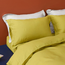 Load image into Gallery viewer, Washed Pure Color Linen Bedding Set Pillowcases With Flat Sheet