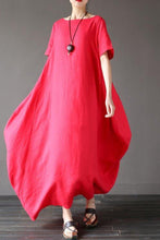 Load image into Gallery viewer, Red Casual Linen Plus Size Summer Maxi Dresses 1640 - FantasyLinen