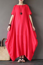 Load image into Gallery viewer, Red Casual Linen Plus Size Summer Maxi Dresses 1640 - FantasyLinen