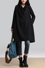 Load image into Gallery viewer, Black Art Warm Casual Loose Dress Women Tops Q2884A - FantasyLinen