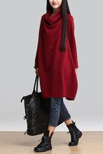 Load image into Gallery viewer, Red Art Warm Casual Loose Dress Women Tops Q2884A - FantasyLinen