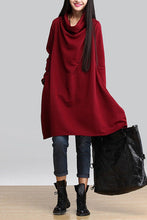 Load image into Gallery viewer, Red Art Warm Casual Loose Dress Women Tops Q2884A - FantasyLinen