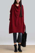 Load image into Gallery viewer, Red Art Warm Casual Loose Dress Women Tops Q2884A - FantasyLinen
