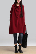 Load image into Gallery viewer, Red Art Warm Casual Loose Dress Women Tops Q2884A - FantasyLinen