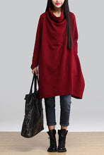 Load image into Gallery viewer, Red Art Warm Casual Loose Dress Women Tops Q2884A - FantasyLinen