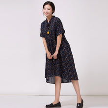 Load image into Gallery viewer, Women's Stand Collar Cotton Colored printed Dress