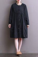 Load image into Gallery viewer, FantasyLinen Casual Stripe Literary Dress, Loose A-shape High Waist Dress Q3006 - FantasyLinen