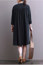 Load image into Gallery viewer, FantasyLinen Casual Stripe Literary Dress, Loose A-shape High Waist Dress Q3006 - FantasyLinen