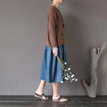 Load image into Gallery viewer, Cardigans for Women, V Neck Sweater, Cotton Brown Sweater